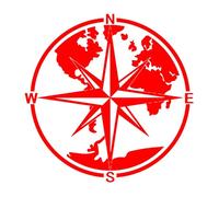 The World Map Is The Big Compass Decorative Decal Decal Car Tuning Accessory(Red,45X45CM)
