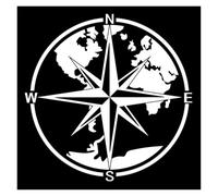 The World Map Is The Big Compass Decorative Decal Decal Car Tuning Accessory(Silver,55X55CM)