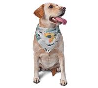 The World Map with Cartoon Animals Dog Bandanas,Dog Bandanas Scarf Triangle Bibs Kerchief Flannel Thicken Cotton Bandana for Small Medium Large Dogs and Cats