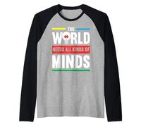 The World Needs All Kinds of Minds Autism Awanress Raglan Baseball Tee