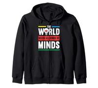 The World Needs All Kinds Of Minds Autism Awanress Zip Hoodie