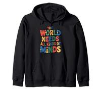 The World Needs All Kinds of Minds Teacher Autism Awareness Zip Hoodie