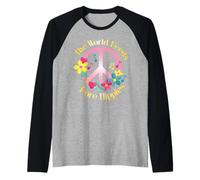 The World Needs More Hippies Flower Power Hippie Quote Peace Raglan Baseball Tee