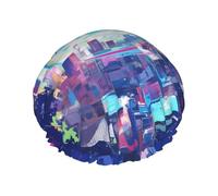 The world of graffiti Large Double-layer shower cap prevents hair from getting tangled during showering and skincare.