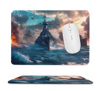 The World of Warships Ship Mousepad Rubber Base 7.9"x9.4" | Small Non Slip Mousepad with Stitched Edges for Gaming Office Home Use
