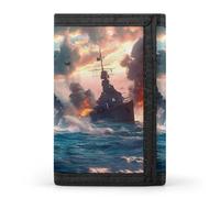 The World of Warships Ship Slim Trifold Wallet for Men | Printed Stylish Front Pocket Wallets Credit Card Holder with Card Slots