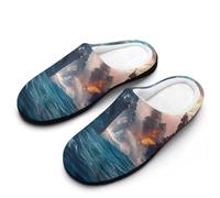 The World of Warships Ship Women's Cotton House Slippers | Memory Foam Slippers Closed Toe Slip On Home Shoes for Indoor Outdoor