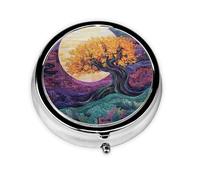 The World Tree Cute Pill Organizer - AM PM Pill Box, Small & Large Travel Pill Case, Unique Custom Design, Iron Plating, Perfect for Purse and On-The-Go