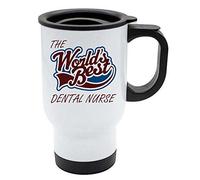 The Worlds Best Dental Nurse Thermal Eco Travel Mug - White Stainless Steel - Reusable Coffee Cup