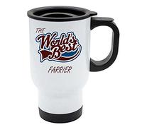 The Worlds Best Farrier Thermal Eco Travel Mug - White Stainless Steel - Reusable Coffee Cup