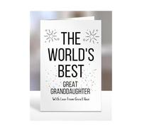 The world's best Great Granddaughter card from Great Nan, gifts for men, women, him, her, male, female, presents for Christmas, happy birthday, for, A5-252b_42