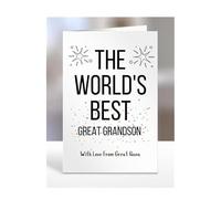 The world's best Great Grandson card from Great Nana, gifts for men, women, him, her, male, female, presents for Christmas, happy birthday, for, A5-252b_70