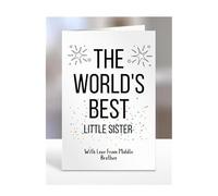 The world's best Little Sister card from Middle Brother, gifts for men, women, him, her, male, female, presents for Christmas, happy birthday, for, A5-252b_113