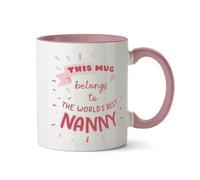 The World's Best Nanny Gift for Her, Coffee Mug for Nanny's Birthday Present, Sentimental Mug from Grandchildren, Keepsake Gift - Antique Pink