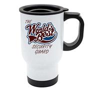 The Worlds Best Security Guard Thermal Eco Travel Mug - White Stainless Steel - Reusable Coffee Cup