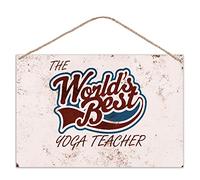 The Worlds Best Yoga Teacher - Vintage Look Metal Large Plaque Sign 30x20cm