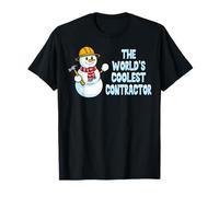 The World's Coolest Contractor Snow Man Construction Worker T-Shirt