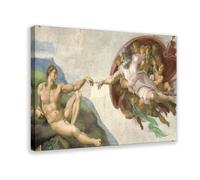 The World's Top 100 Paintings The Creation of Adam by Michelangelo Poster for Room Aesthetics Canvas Wall Art Poster And Print Frame 24x36inch