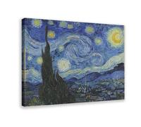 The World's Top 100 Paintings The Starry Night by Vincent Van Gogh Poster for Room Aesthetics Canvas Wall Art Poster And Print Frame 12x18inch