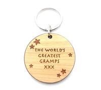 The World's Worlds Greatest Gramps Wooden Wood Keyring Key Ring for Birthday Christmas Fathers Day Keepsake