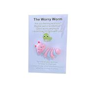 The Worry Worm Pocket Hug, Tiny Worry Worm With Positive Greeting Cards, Encouraging Greeting Pocket Hug, Positive Resin Worry Worm Decoration, Good Gift for Friendship (Pink)