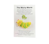 The Worry Worm Pocket Hug, Tiny Worry Worm With Positive Greeting Cards, Encouraging Greeting Pocket Hug, Positive Resin Worry Worm Decoration, Good Gift for Friendship (Yellow)