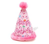 The Worthy Dog Birthday Hat Tough Dog Toy - Chomp-Resistant Durable Dog Toy with Multiple Squeakers, Reinforced Mesh Lining & Strong Stitching - Pink, One Size