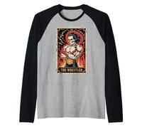 The Wrestler Skull Tarot Card Graphic Raglan Baseball Tee