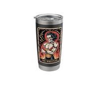 The Wrestler Skull Tarot Card Graphic Stainless Steel Insulated Tumbler