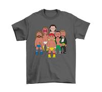 The Wrestlers, Sporting TV Caricature T-Shirt, Made from Organic Cotton, Unisex Style, Regular Fitted