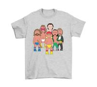The Wrestlers, Sporting TV Caricature T-Shirt, Made from, Unisex Style, Regular Fitted Heather Grey
