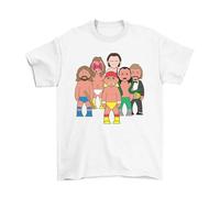 The Wrestlers, Sporting TV Caricature T-Shirt, Made from, Unisex Style, Regular Fitted White
