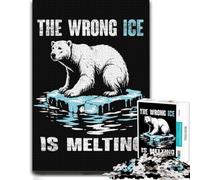 The Wrong Ice Is Melting Poster, Polar Bear C Jigsaw Puzzle, 1000 Piece | A gift idea for puzzle lovers for December evenings for shared puzzle time.