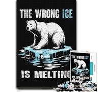 The Wrong Ice Is Melting Poster, Polar Bear C Jigsaw Puzzle, 1000 Piece | Choose a rainy-day activity for adults at weekends for steady concentration.