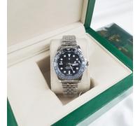 (The Wuzhu silver watch strap features black and gray bezels and a black dial) Coke ring Black basket ring Submariner Water Ghost solid steel band luminous quartz watch