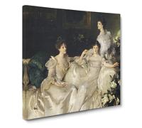 The Wyndham Sisters by John Singer Sargent Canvas Print | Gallery Wrapped 30mm Frame Wall Art | 14x14 inches | Ready to Hang | Modern Picture | Living Room Bedroom Lounge Office
