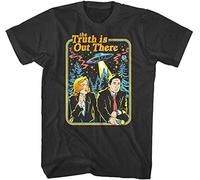 The X Files Truth is Out There Book Cover Men's T Shirt Retro Cartoon Aliens Top Black