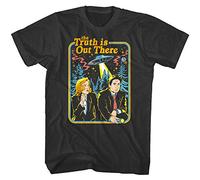 The X Files Truth is Out There Book Cover Men's T Shirt Retro Cartoon Aliens Top Black