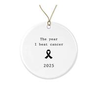 The Year I Beat Cancer Ornament - I Kicked Cancers Butt - Cancer Survivor Ornament Printed on Both Sides