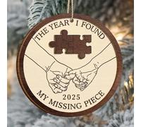 The Year I Found My Missing Piece 2-Layered Wooden Ornament Valentine's Day Christmas Ornament for Couples, Anniversary Birthday Gifts for Husband, Wife, Gifts