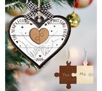 The Year I Found My Missing Piece Couples Ornament for Christmas Tree,Personalized 2-Layered Wooden Couple Puzzle Christmas Ornament Anniversary Xmas Birthday Gifts for Wife Couple (style04)