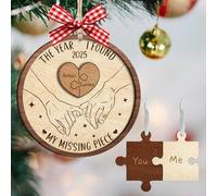 The Year I Found My Missing Piece Couples Ornament for Christmas Tree,Personalized 2-Layered Wooden Couple Puzzle Christmas Ornament Anniversary Xmas Birthday Gifts for Wife Couple (style01)