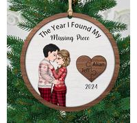 The Year I Found My Missing Piece Personalized Couple Christmas Ornament Custom Photo & Names Wooden Ornaments Couples Boyfriend Girlfriend Husband Wife Xmas Presents 1