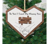 The Year I Found My Missing Piece Personalized Heart Holding Hands Christmas Ornament,Custom Couple Names Wooden Ornaments Boyfriend Girlfriend, Birthday for Husband, Wife 1