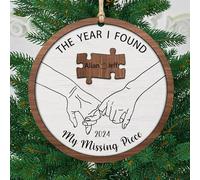 The Year I Found My Missing Piece Personalized Holding Hands Christmas Ornament,Custom Couple Names Wooden Ornaments Boyfriend Girlfriend, Birthday for Husband, Wife 1