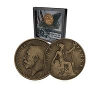 The Year The Titanic Sank 1912 George V Bronze One Penny Coin 1p in Display Case