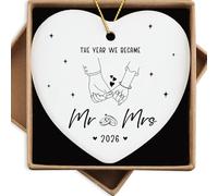 The Year We Became Mr & Mrs 2026 Wedding Gifts Ceramic Ornament Just Married Gifts for Newlywed Couple Bridal Shower Gift for Bride Christmas Tree Decoration
