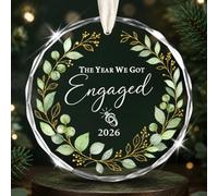 The Year We Got Engaged 2026 Ornament, 3.5 Inch Glass Eucalyptus Greenery