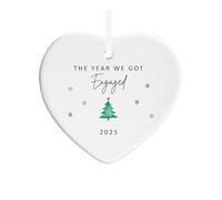 The Year We Got Engaged Christmas Tree Ceramic Ornament Decoration Bauble (Heart)