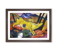 The Yellow Cow Vol.1 by Franz Marc Framed Print | A2 Walnut Framed Wall Art | Ready to Hang | Modern Animal Picture | Living Room Bedroom Lounge Office